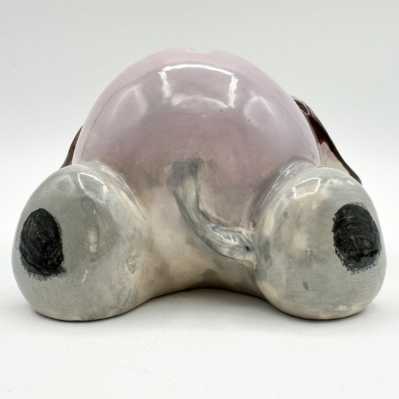 Studio Pottery Elephant Piggy Bank Hand Painted w Stopper Signed Juliana Vintage - Picture 12 of 13